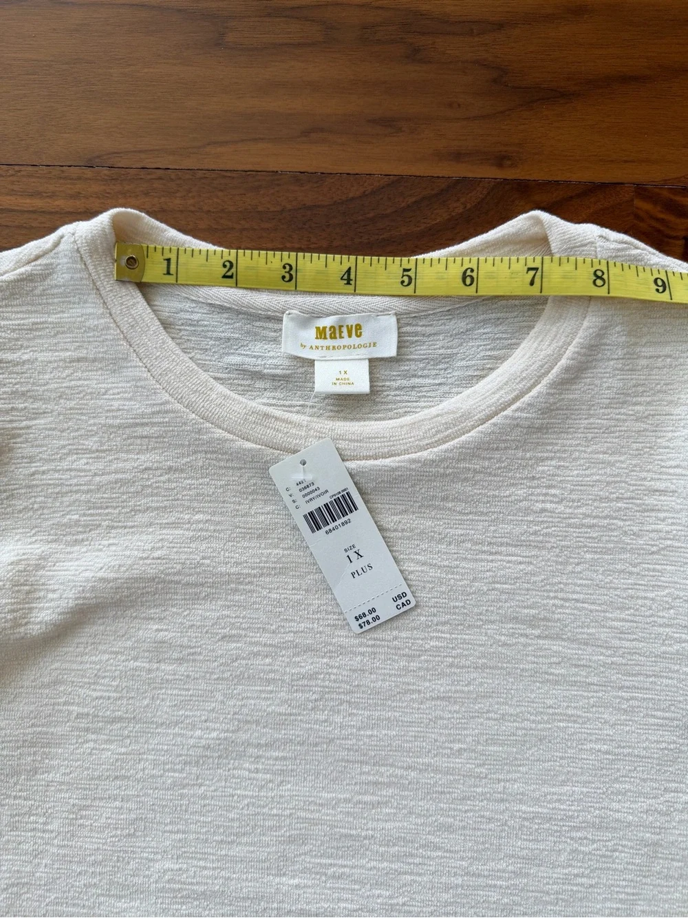 NWT Maeve Anthropologie Ivory Cream Puff Sleeve Swiss Dot Textured Blouse Sz 1X
